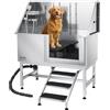 VEVOR Stazione di Lavaggio per Cani in Acciaio Inox, Vasca per Toelettatura per Animali Domestici di Grandi, Medie e Piccole Dimensioni da 127 cm con Scale, Pannello Filtro per Acqua, Porta Destra