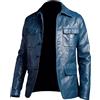 ZAYN LEATHER Giacca uomo vera pelle di agnello blu moto biker vintage cappotto blazer 4 bo...