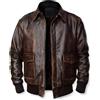ZAYN LEATHER Giacca Bomber Uomo Air Force Pilot Pelle Marrone Pelle di Agnello Aviatore Volo