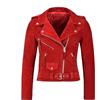 ZAYN LEATHER Giacca da motociclista in vera pelle scamosciata rossa da donna giacca da...