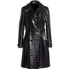 Zayn Leather Cappotto trench donna nero coccodrillo goffrato vera pelle di agnello moda...