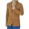 ZAYN LEATHER Blazer uomo 100% pura pelle scamosciata beige cappotto giacca 2 bottoni tagli...