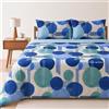 Bassetti Completo Lenzuola Matrimoniale Bassetti Glow in 100% Tela di Cotone Beige e Blu
