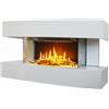 CHEMIN'ARTE Camino elettrico da parete Lounge Medium Bianco - 82x21x42cm - caminetto elettrico con Fiamma LED 2000W e Telecomando, Caminetto con Timer e Controllo Automatico di Temperatura
