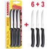 Kaimano Coltelli Bistecca Italicus Nero Set 9 Pezzi (6+3) Acciaio Inox
