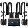 Blendend Switch KVM VGA USB 1U-2PC con cavi Permette di controllare 2 PC da una singola unità. Compatto ed efficiente per la gestione di più computer.
