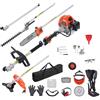 VEVOR 43CC Utensili da rifinitura multifunzionali 6 in 1, tagliasiepi a benzina, diserbante, tagliabordi, decespugliatore, molatrice, potatrice, motosega, sega da potatura con barra di prolunga
