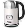 MUSE Bollitore in acciaio inox retrò con indicatore di temperatura analogico, con filtro, scala trasparente, capacità 1,7 l, spegnimento automatico, beige-acciaio inox (MS-020 SC)