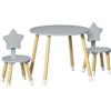 Altro Set Tavolo con 2 Sedie per Bambini in Legno, Età da 18 Mesi a 4 Anni, Grigio
