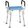 Geriafy Sgabello Doccia Regolabile con Braccioli Antiscivolo per Anziani | Aqua Pro, sgabello doccia con braccioli, altezza regolabile, seduta stabile, antiscivolo, alluminio