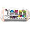 Marabu 1266000000081 Neon Easter Box - Set di colori fluorescenti fluorescenti per pennelli e puntine, 4 x 15 ml, 6 uova di plastica, pennello per stencil e painter