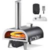 VEVOR Forno per Pizza da Eterno 304,8 mm, Forno a Legna a Pellet con Termometro e Rotazione Elettrica, Macchina per Pizza Portatile per Campeggio, Pietra, Borsa per il Trasporto, Pala