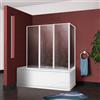 "Made in Italy" Box sopravasca cm.64+cm.133 bianco, pannelli acrilici pieghevoli