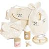 Le Toy Van - TV598 - Gioco educativo Borsa maternità per Bambole, Giocattolo per Bambine dai 2 Anni, Montessori, 8 Pezzi, in Cotone Naturale e Legno massello FSC, Accessori Pappa e Cambio Inclusi