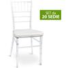 okaffarefatto Set da 20 Sedie Chiavarine Plastica trasparenti con cuscino antiscivolo bianco