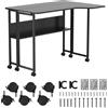 Maclean MC-126 L/B Scrivania pieghevole 100x73 cm Nero con ruote
