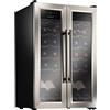Nutrichef 24 Bottle Wine Cooler Refrigerator - White Red Wine Fridge Chiller Countertop Wine Cooler - Freestanding Compact Mini Wine Fridge 24 Bottle w/Digital Control, Stainless Steel Door - NutriChef PKCWC24