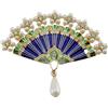 Fan cinesi Brucia Pin Classical Cinese Fans Prestrine per Women (Blue)