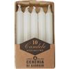 10 Candele Steariche Cera Bianco 1.8x1.8x15Cm, 10 Unità Non Profumate