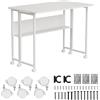 Maclean MC-126 W Scrivania pieghevole 100x58 cm bianca con ripiano e ruote