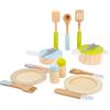 Small Foot- Set stoviglie e pentole Bambini, in Legno, 15 Pezzi, Un complemento