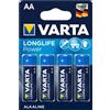 Varta Batteria AA Longlife Power Alcalino 1,5V 4 Pezzi Blu