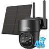 Xega 4G Telecamera Solare Esterno con SIM Scheda 2K HD PTZ Telecamere Senza Fili con