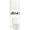 HOMCOM Mobile Bagno Sopra WC e Lavatrice con Armadietto e Ripiano Bianco