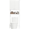 HOMCOM Mobile Bagno Sopra Lavatrice e WC con Armadietto e Ripiano Bianco