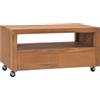 vidaXL Mobile Porta TV con Ruote in Legno Massello di Teak Diverse Dimensioni vidaXL