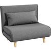 DecHome Poltrona Letto 3 in 1 Schienale Reclinabile in Tessuto Grigio DecHome