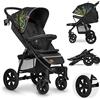 LIONELO Passeggino compatto per bambini dalla nascita fino a 22kg Pieghevole Completa regolazione Posizione sdraiata Cinture 5punti Grandi ruote Ammortizzazione Cappottina XXL (DREAMIN, ANNET TOUR)