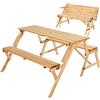 VEVOR Tavolo da Picnic Trasformabile Intercambiabile, Set Tavolo e Panca in Legno per Esterni, Panca Pieghevole Portatile con Foro per Ombrellone, Mobili da Pranzo per Patio per Giardino, Marrone