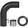 FIREFIX R150/SBR - Set di 3 tubi in acciaio da 2 mm (tubo angolare) con diametro di 150 mm, per stufe e fuochi d'artificio, colore: Nero