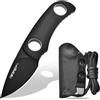 TONIFE Runer Full Tang Coltello da Caccia campeggio a Lama Fissa 4,7cm con Guaina Kydex Regolabile Facile Portabile con Cordino in Paracord per Sopravvivenza (Nero+Nero Titanio)
