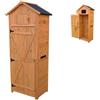 Relaxdays Armadio da Giardino in Legno, Tetto Impermeabile, 3 Ripiani, Tavolo Pieghevole, 180,5x75x50 cm, Arancione