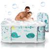 Kiseely Vasca da bagno portatile pieghevole 120cm, SPA oceano, supporto in metallo