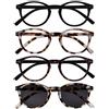OPULIZE Zen 4 Pacco Occhiali Da Lettura Con Lettore Sole Nero Luce Buio Marrone Piccolo Uomo Donna RRRS24-11T21T +3,50