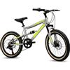 IBK BICICLETTA 20'' BIAMMORTIZZATA MOUNTAIN BIKE BICI FRENI DISCO CAMBIO 7 VEL.