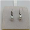 ORECCHINI BOTTONE A MONACHELLA CON PERLA E ZIRCONI ORO BIANCO 18KT 2,8 GR.(8606)