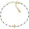 AMEN Bracciale Croce Donna Amen Acciaio Dorato Zirconi Smalto Blu ACBRCRSMGBL