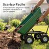 Carrello da Giardino 75L con Pneumatici, Carretto Ribaltabile per Esterno