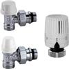 Kit valvola termostatizzabile con detentore e testa termostatica da 1/2" a squad