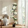 Finto Fiore di Magnolia Artificiale in Vaso da Interno Pianta Artificiale Con
