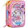Mitama Astuccio Triplo UniMusic c/Spinny pen, Accessori Scuola Elementare, 47 pezzi, Portapenne con colori, 3 Scomparti, Bambini e bambine, multicolore