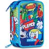 Mitama Astuccio Triplo PopSport c/Spinny pen, Accessori Scuola Elementare, 47 pezzi, Portapenne con colori, 3 Scomparti, Bambini e bambine, multicolore