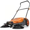 VEVOR Spazzatrice Manuale a Spinta da Giardino, Pulitore Esterno non Elettrico, con Larghezza Pulizia 650 mm, Contenitore per Rifiuti e Manico Pieghevole Regolabile, Colore Arancione, per Vialetti