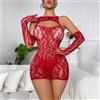 Not specified Set Pigiama e Guanti Sexy Pizzo da Notte per Donna Rete Cava