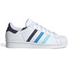 Adidas Superstar donna Ragazzi Bianco blu 36 37 38 39 40 scarpe scuola ginnastic