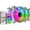MF-3DKIT Bianco, Kit 3 Ventole ARGB 360° 12Cm, Specchio Infinito 3D, Sistema Ant
